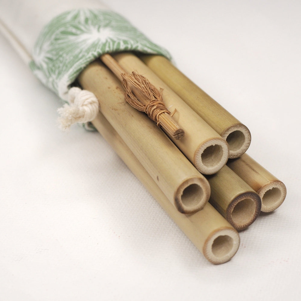 Kit de 4 pailles réutilisables en bambou avec pochette, 100% France - My Boo Company