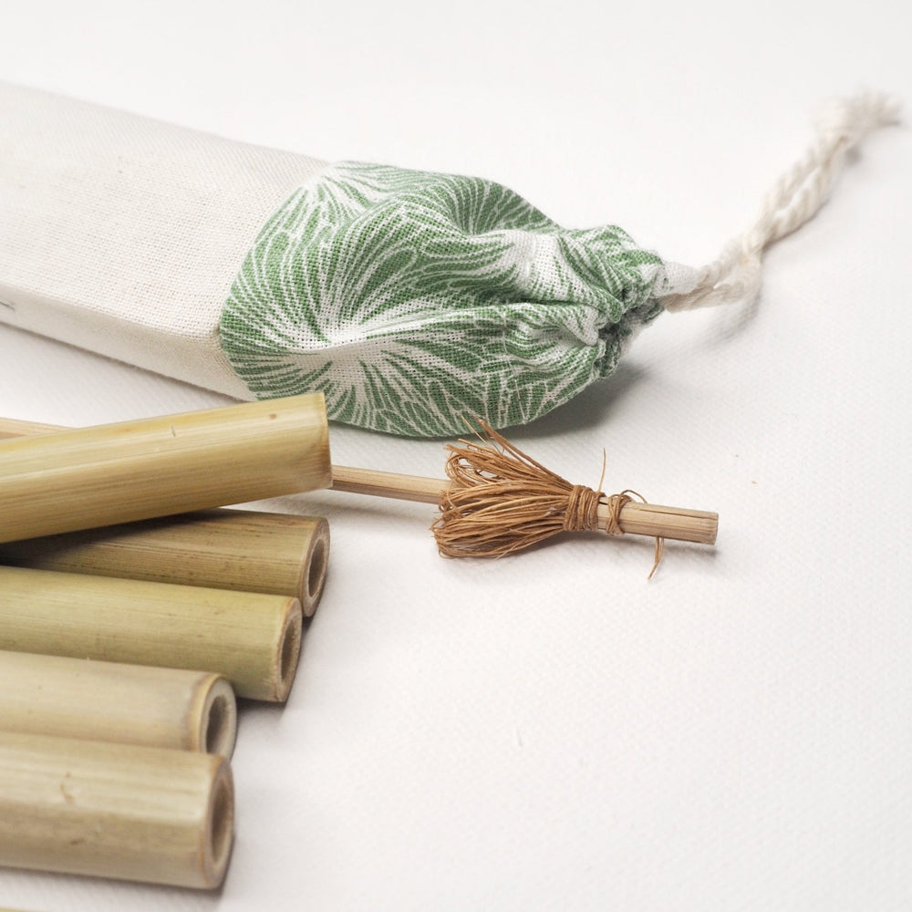 Kit de 4 pailles réutilisables en bambou avec pochette, 100% France - My Boo Company