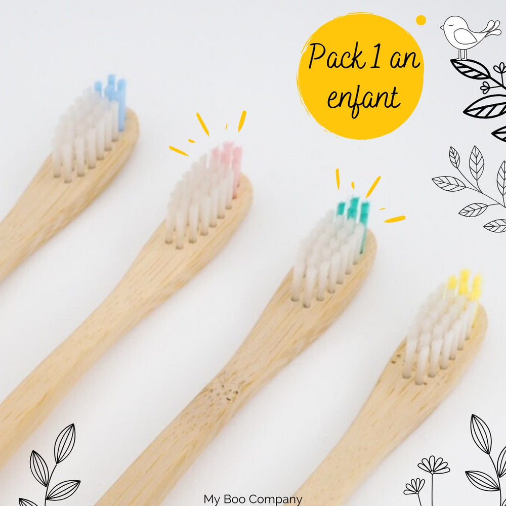 Pack 1 an - 4 brosses à dents en bambou - enfant - My Boo Company