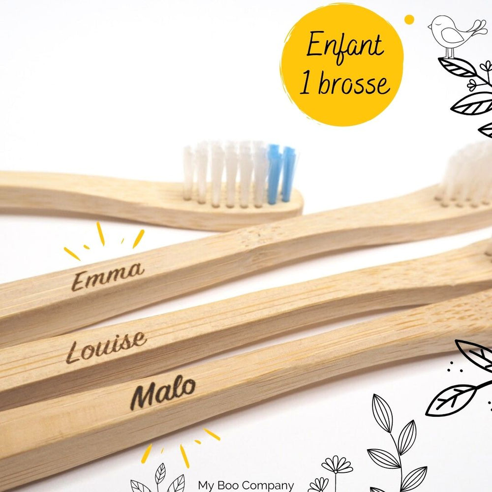 Une brosse à dents en bambou modèle enfant personnalisable - My Boo Company
