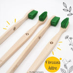 Pack de 4 brosses à dents en hêtre - Adulte souple ou médium - My Boo Company