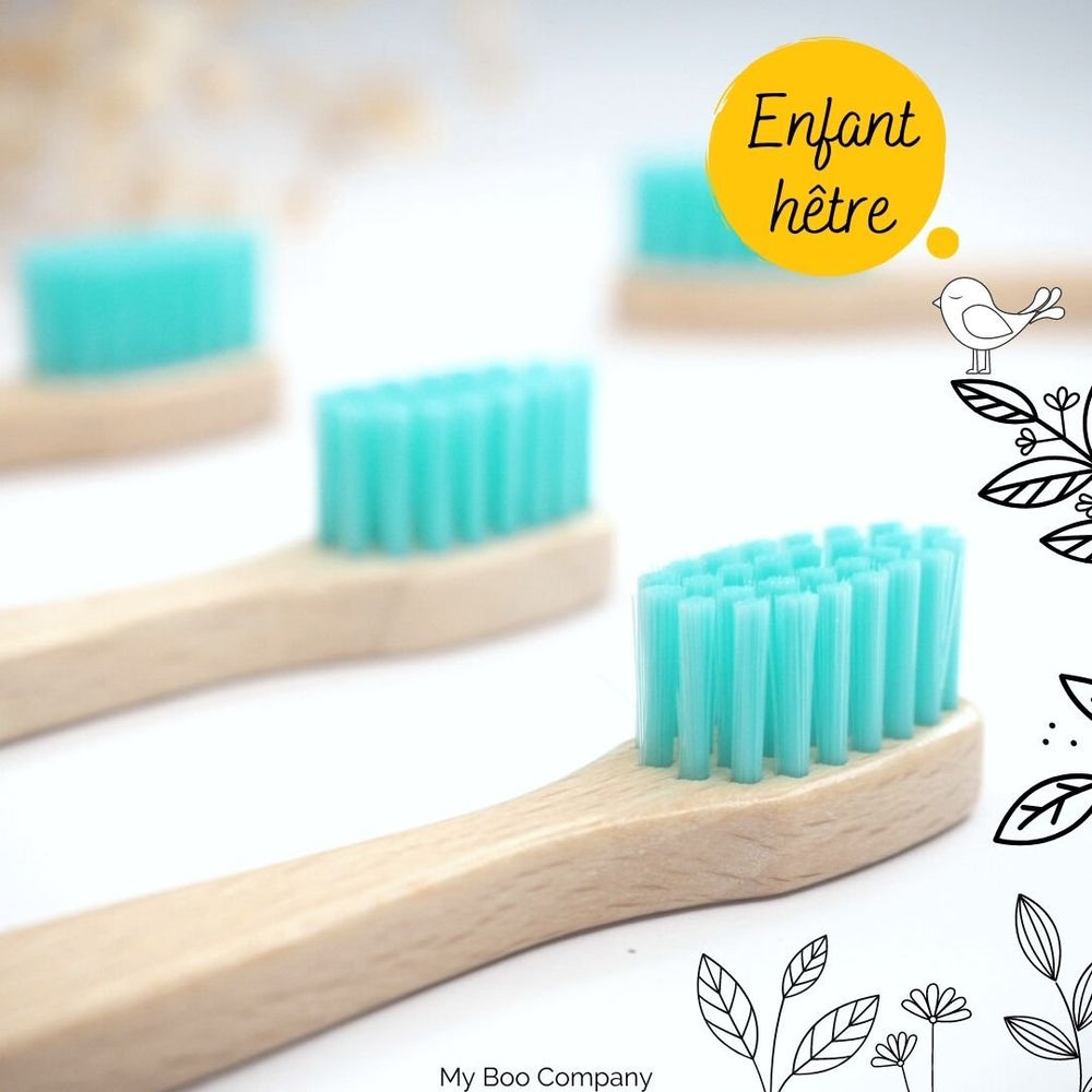 Pack enfant - 4 brosses à dents en hêtre - Modèle enfant souple. - My Boo Company